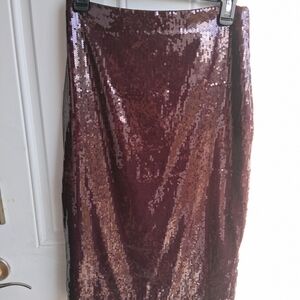 White House Black Market Sequin Pencil Skirt in Deep Burgundy